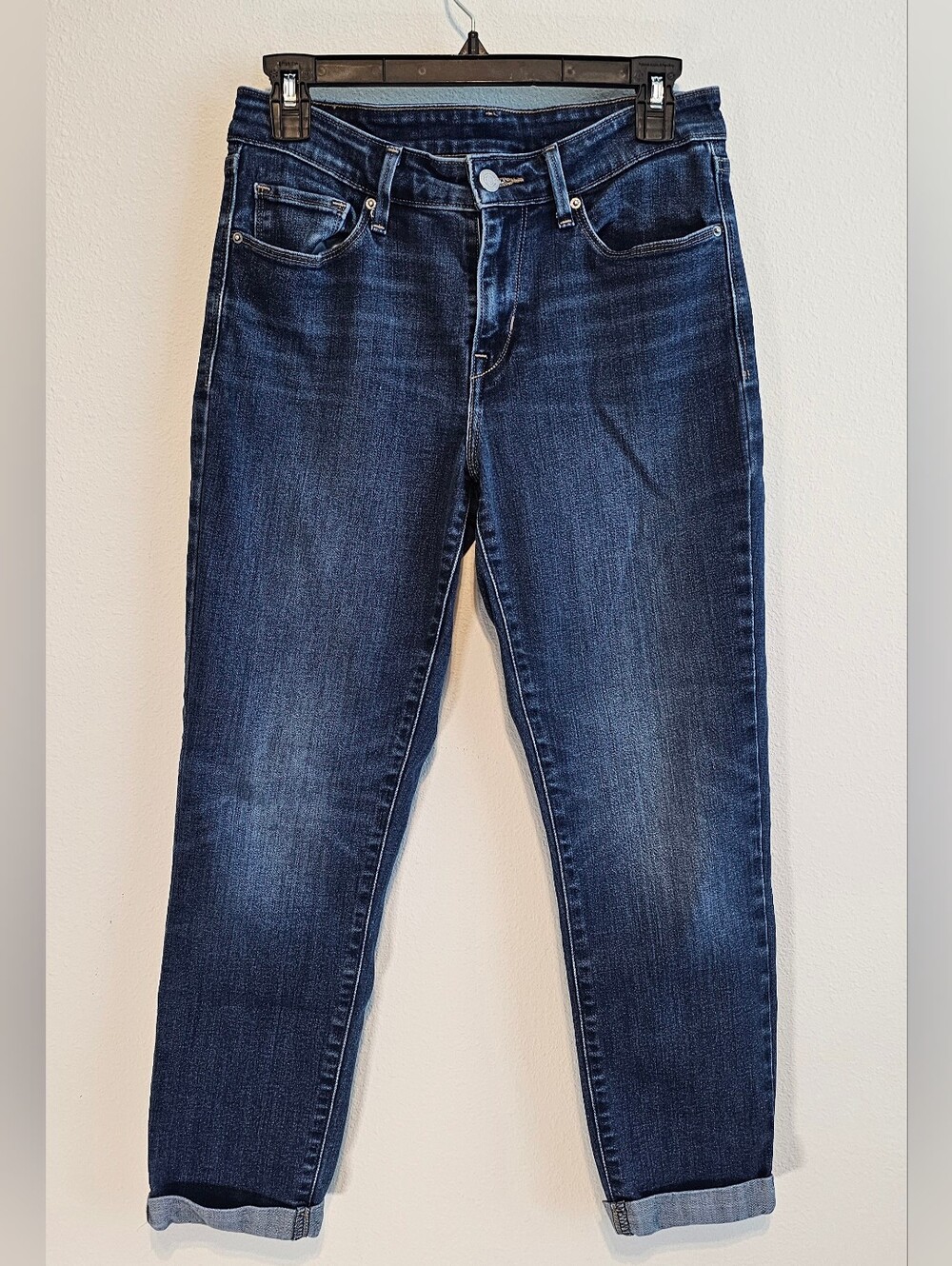 Levi's Wedgie Straight Ankle Jeans - Dark Wash Size W28 Cuffed Hem